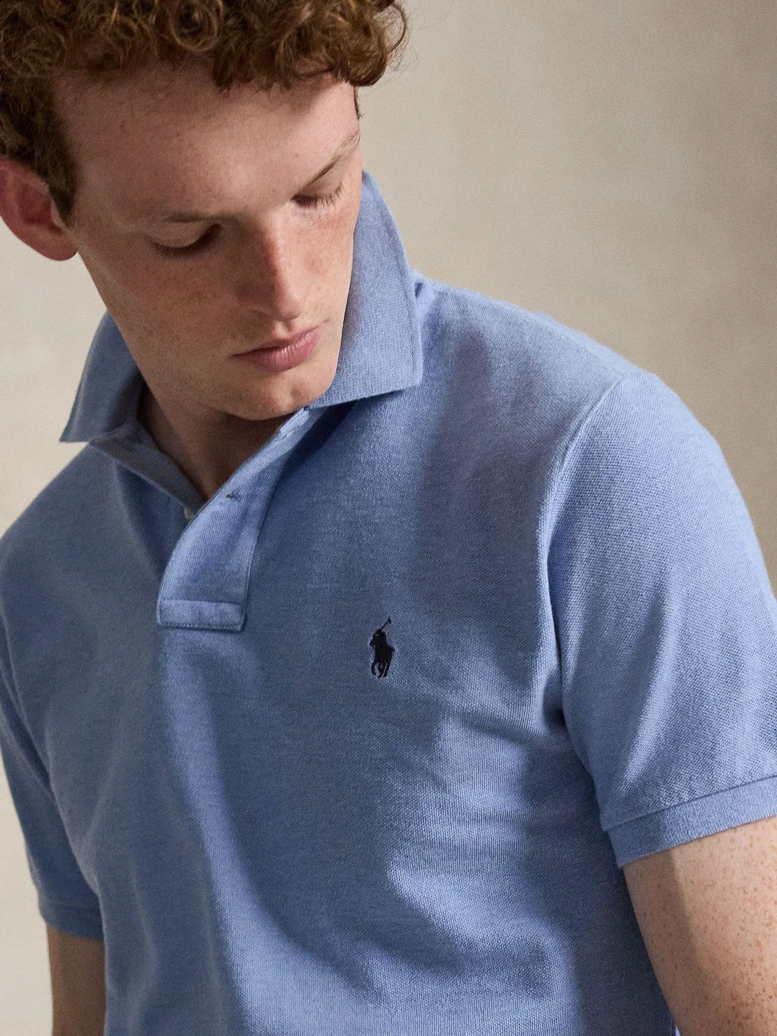 Поло, хлопковое трикотажное поло Polo Ralph Lauren, голубой — фото 4