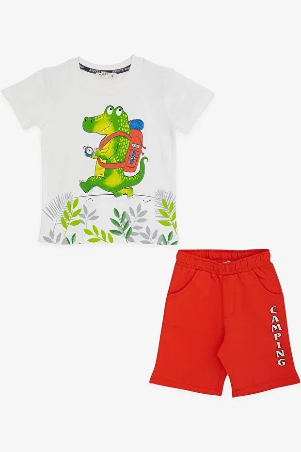 Детский комплект шорт для мальчиков с принтом Crocodile Breeze, White
