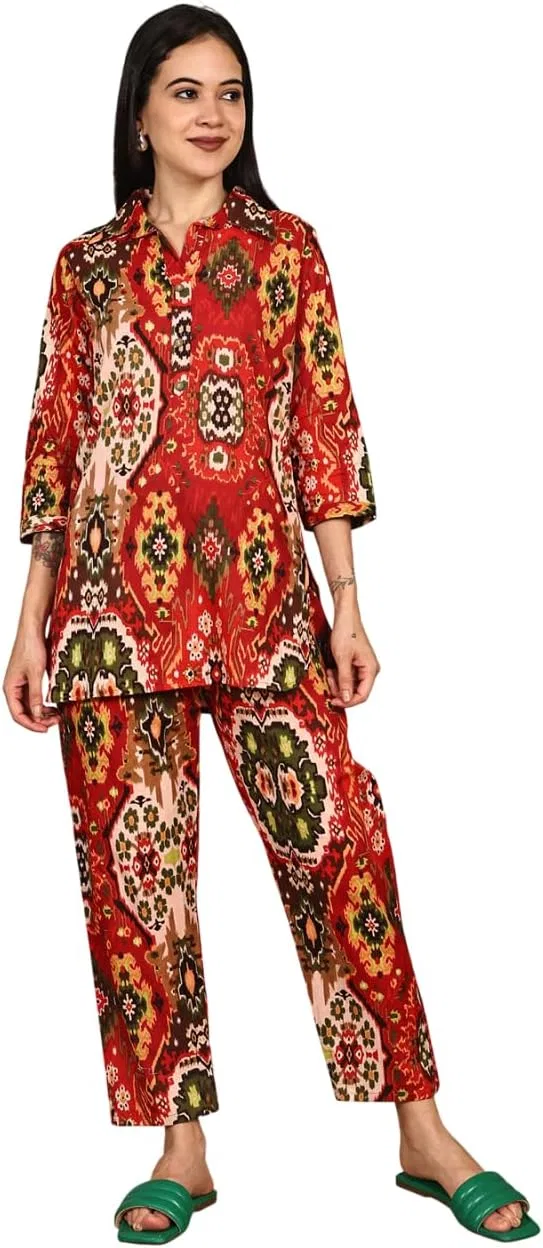Женский костюм из хлопка с принтом Amberic, Multicolor