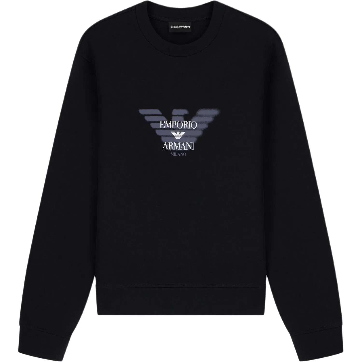 Мужской свитшот с круглым вырезом и прямым кроем Black EMPORIO ARMANI, Black