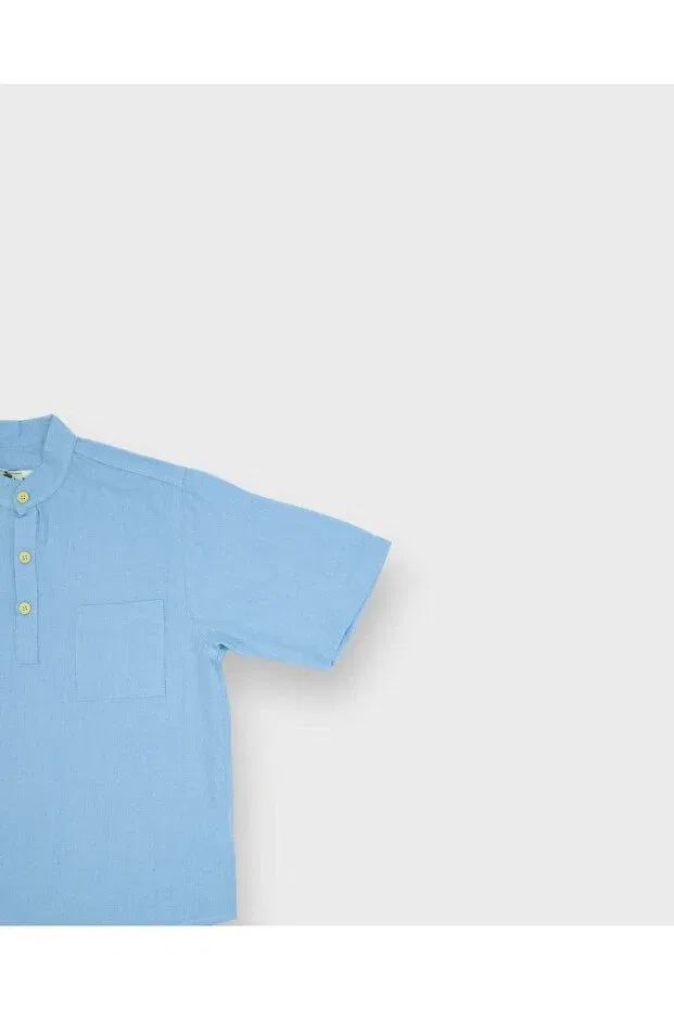 Детская рубашка для мальчиков льняная Rg Kidsstore, Blue — фото 3