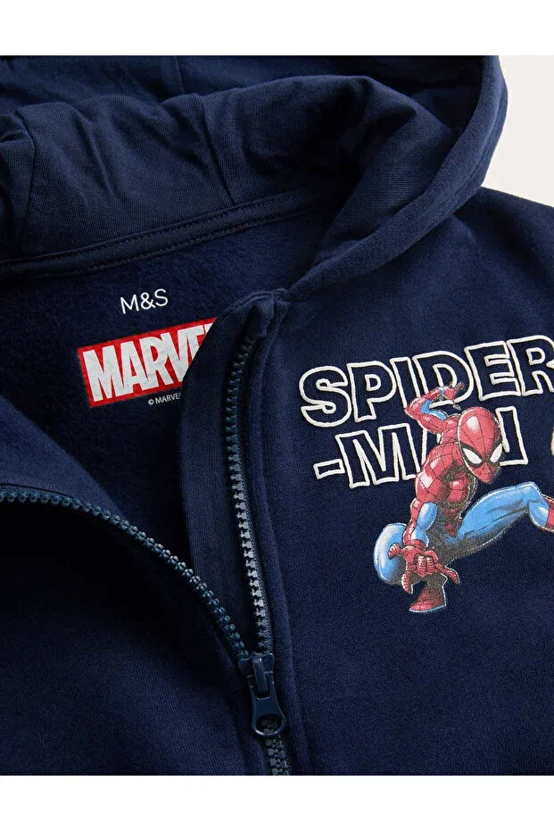 Детский кардиган на молнии с принтом Spider-Man Marks & Spencer, Navy Blue — фото 3