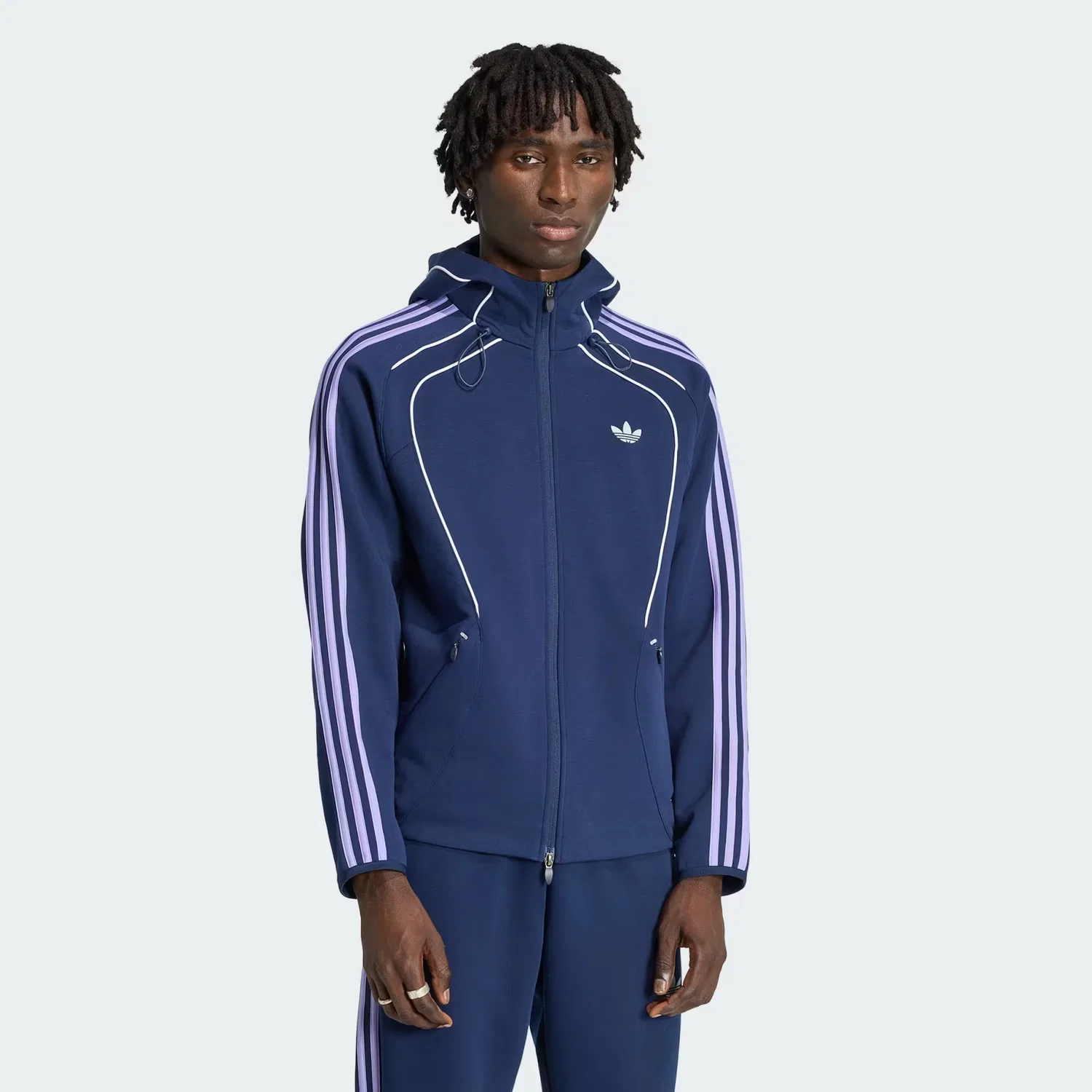 Мужское худи на молнии с контрастными линиями кроя Spacer Teamgeist 26 Cutline Adidas Originals, Night Indigo