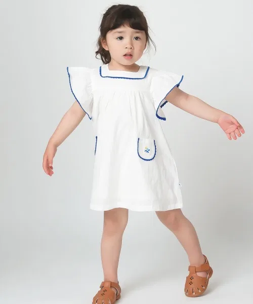Детское платье для девочек с коротким рукавом Blueberry moimoln, Off White