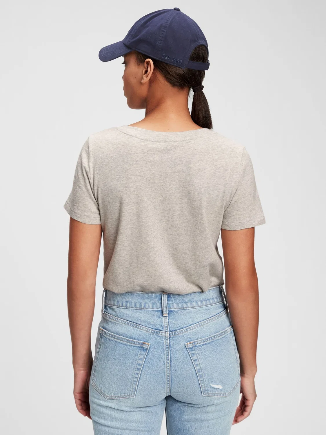Футболка с v-образным вырезом, Vintage Soft Gap, светло-серый — фото 2