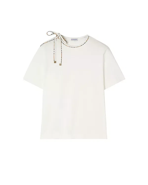 Женская футболка с завязками на рукаве Tie-Sleeve Burberry, Chalk White — фото 2