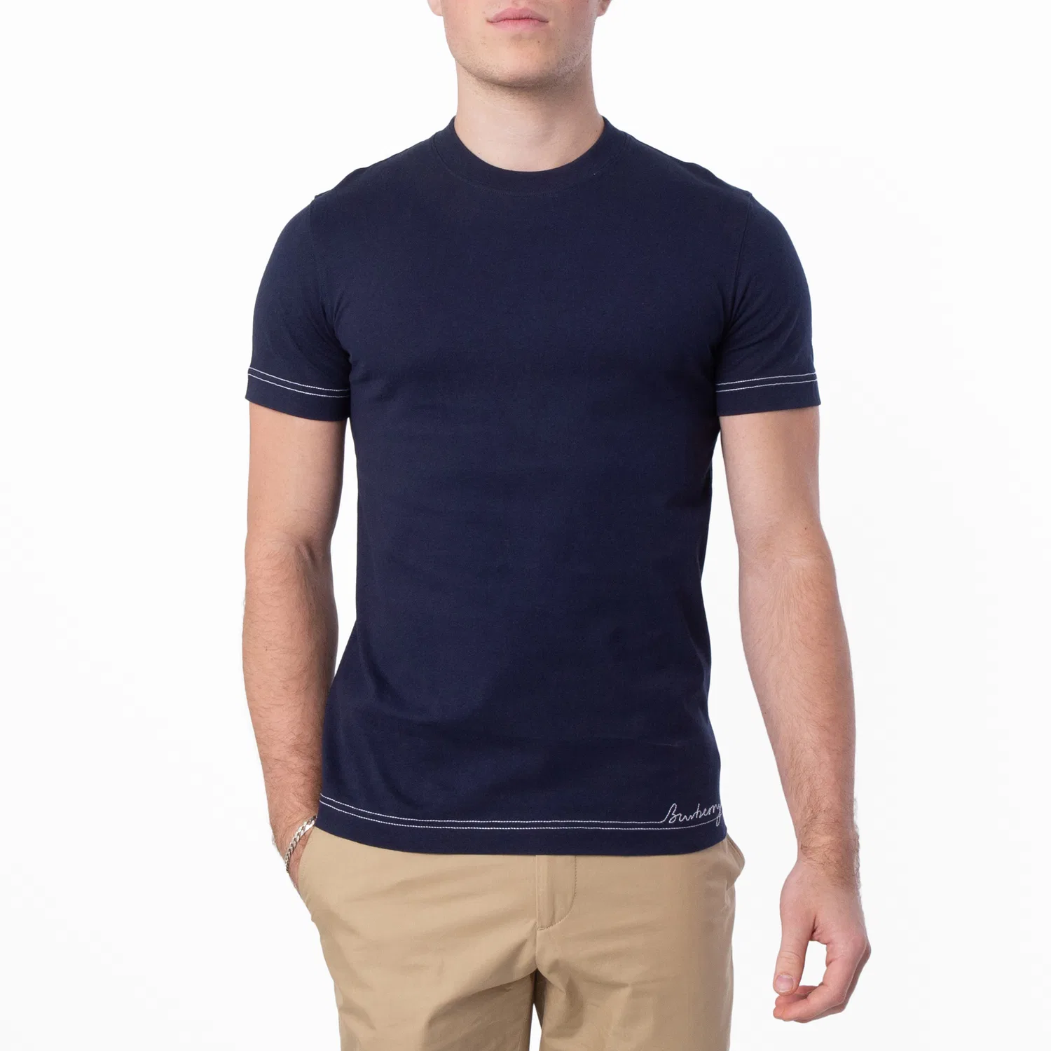 Футболка с логотипом Burberry Logo Embroidered Cotton T Shirt Burberry, Storm