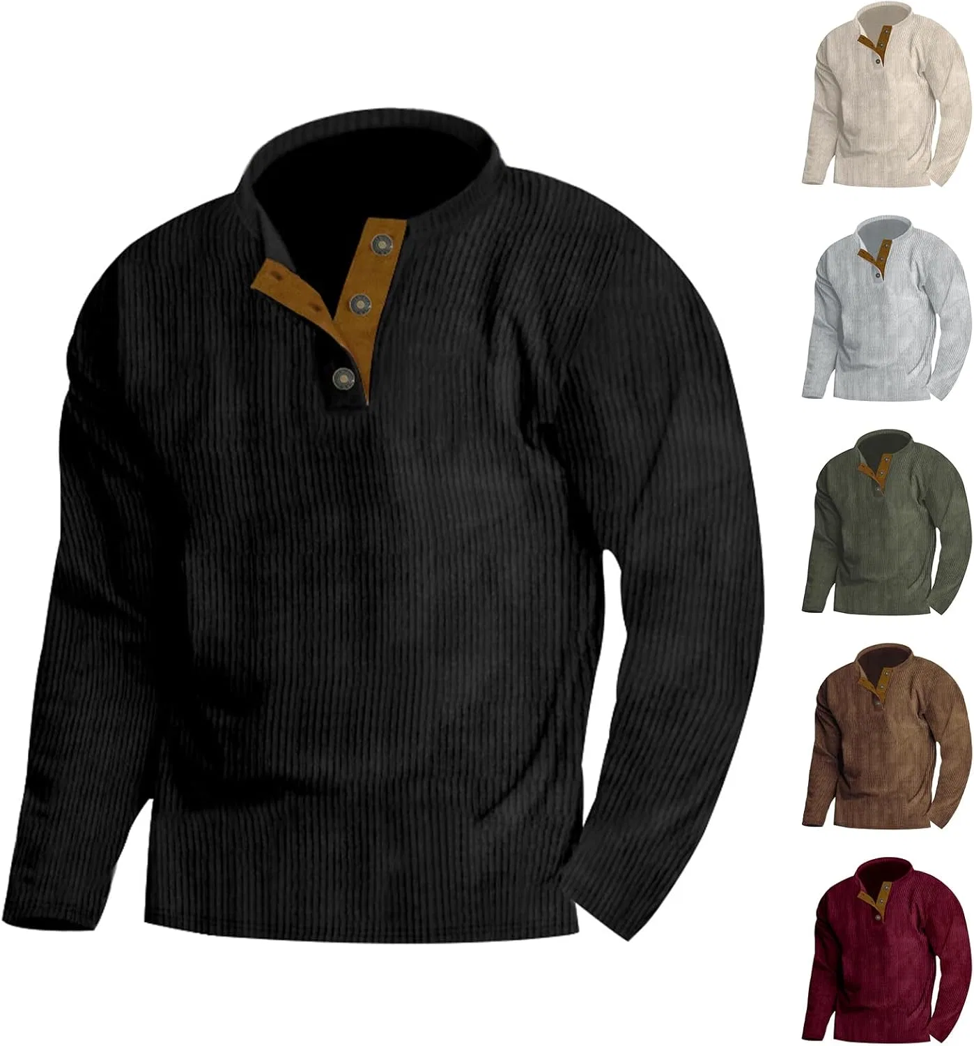 Мужская свободная футболка с длинным рукавом Corduroy Sweatshirt, Wine Red — фото 3