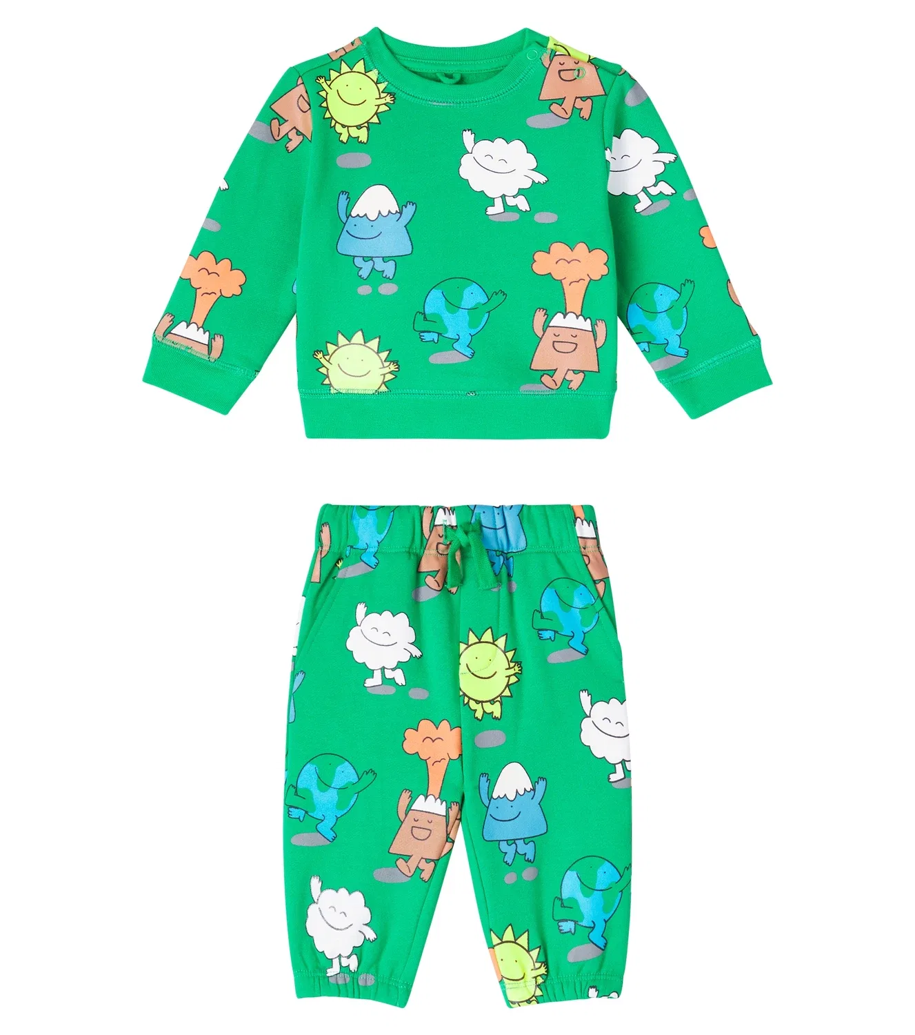 Комплект из футера с принтом Baby Heart Stella Mccartney Kids, зеленый