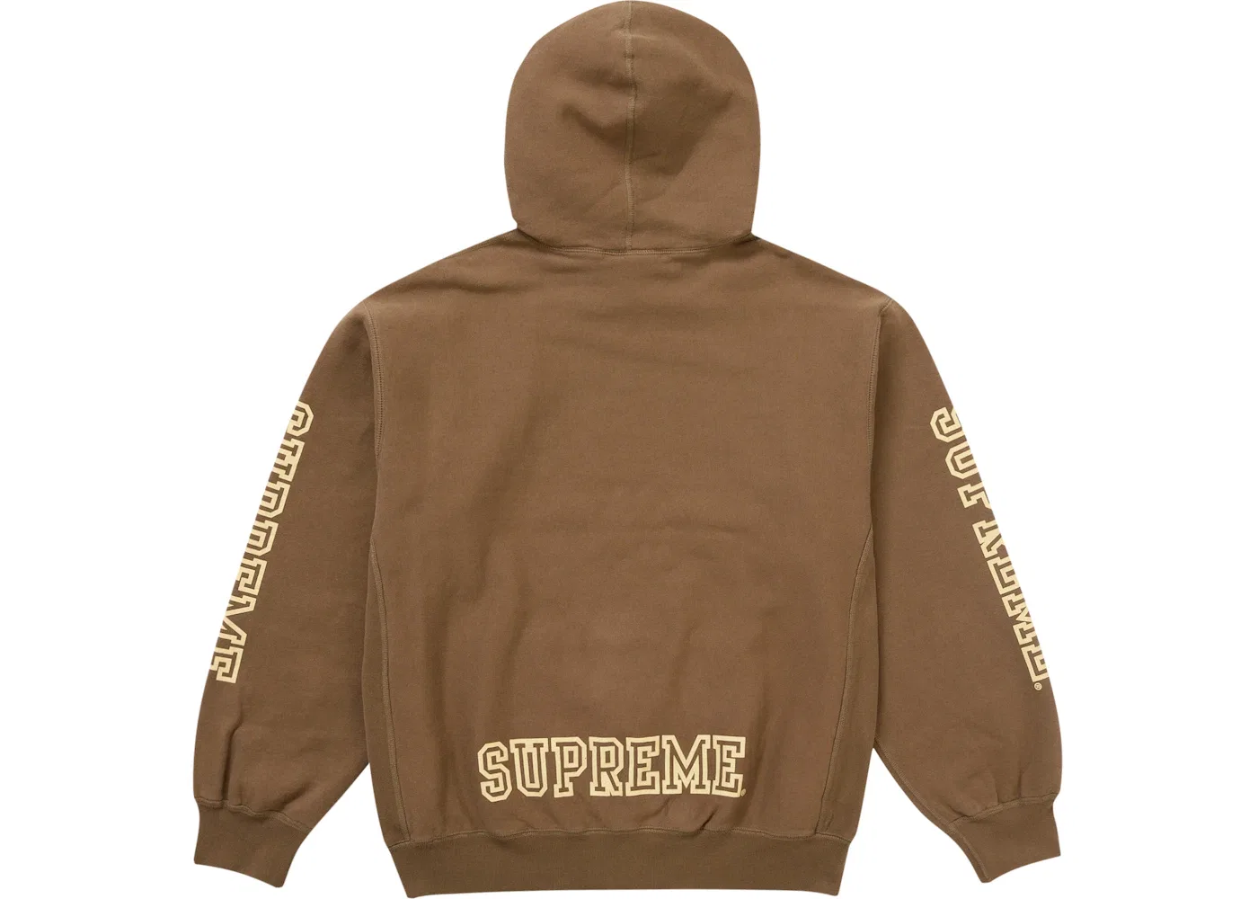 Мужской худи с капюшоном Supreme Collegiate Sleeve Hooded Sweatshirt, Olive Brown — фото 2