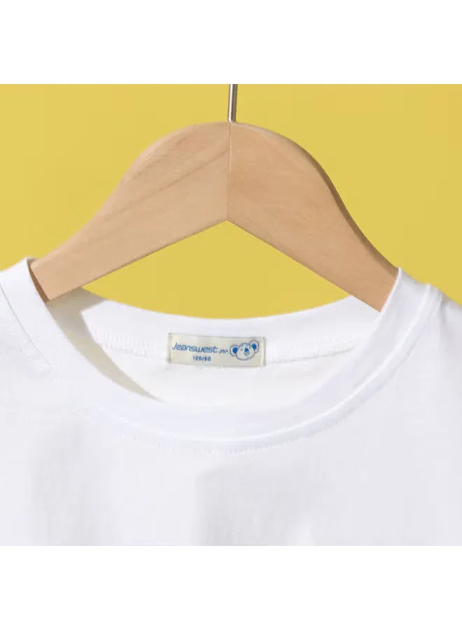 Футболка с коротким рукавом и асимметричным низом на кулиске для девочек Jeanswest, белая — фото 4