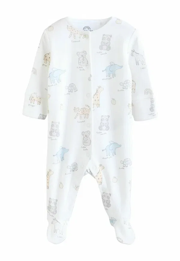 Комплект пижам из 3 предметов, хлопок, Regular fit - 3 pack - sleep suit, Next, белый, сафари — фото 3