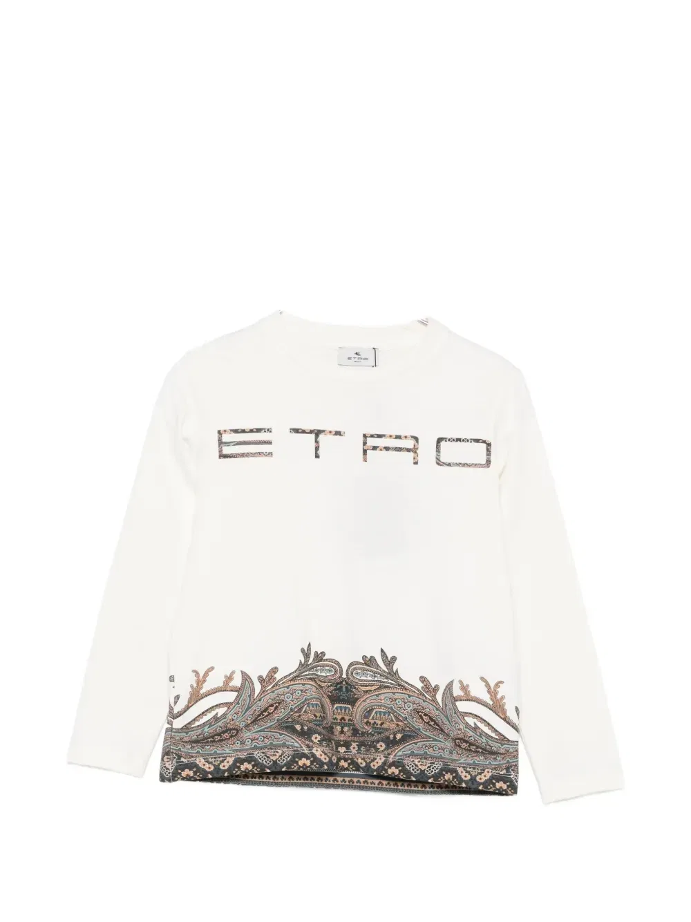 Футболка с логотипом и принтом пейсли Etro Kids, бежевый