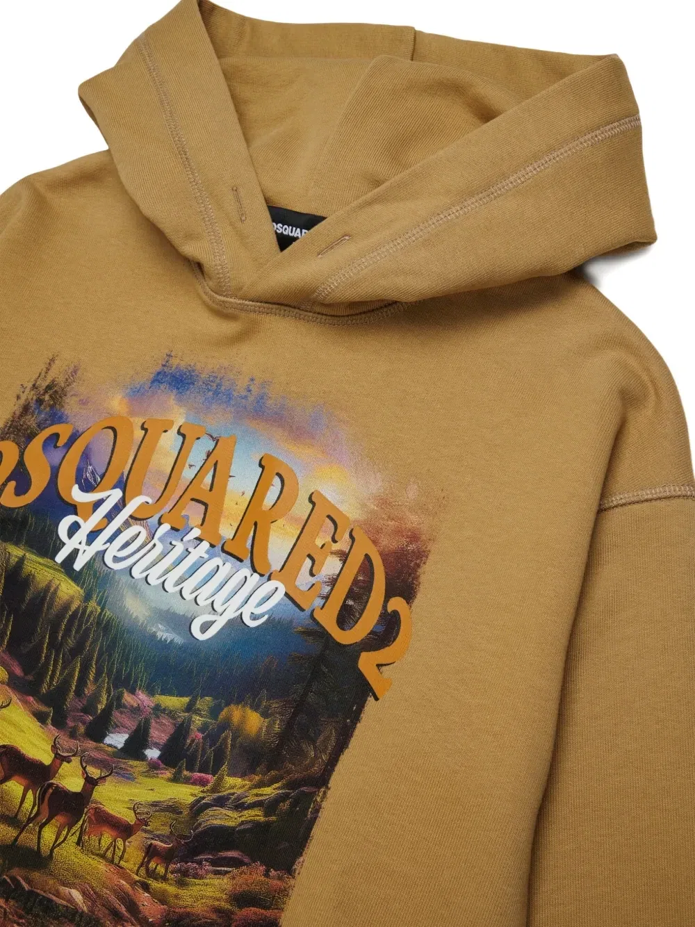 Худи с принтом и логотипом Dsquared2 Kids, бежевый — фото 3