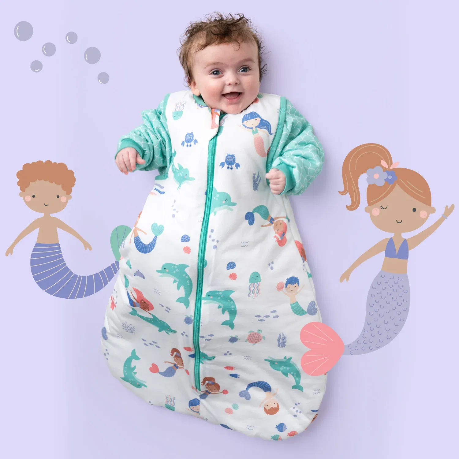 Спальный мешок для малыша 2.5 TOG Schlummersack, белый-бирюзовый — фото 2