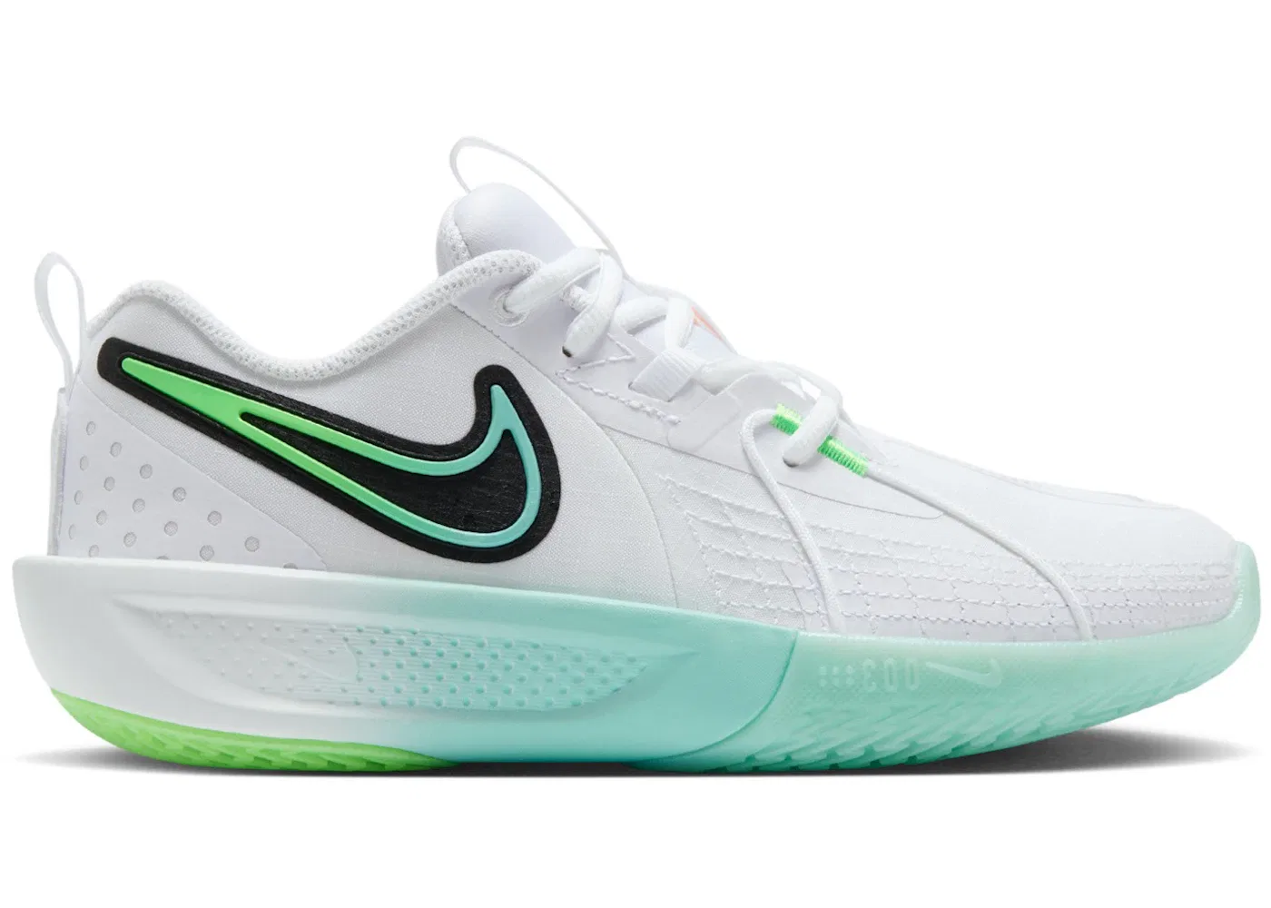 Детские кроссовки для баскетбола Nike GT Cut 3, White Bleached Turquoise Green Strike Black Total Orange