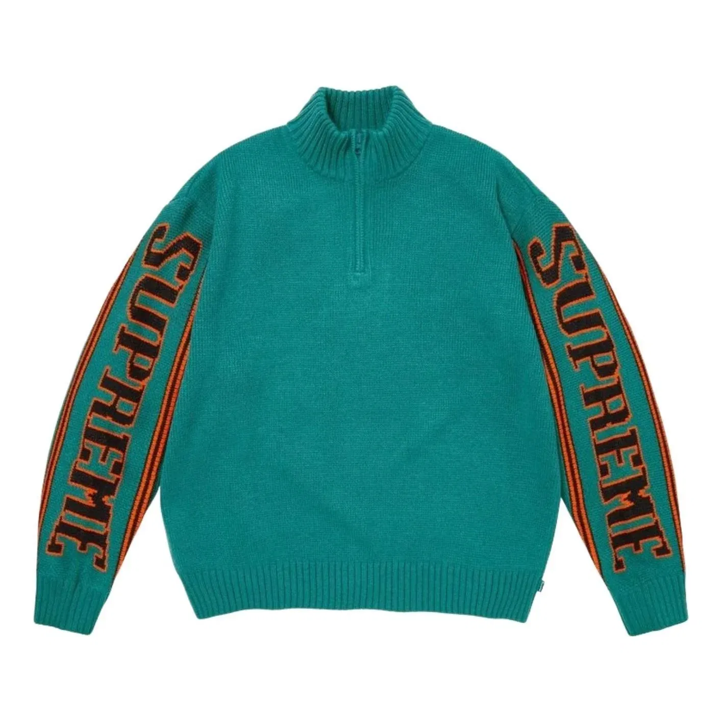 Мужской свитер FW26 Jacquard Sleeve Half Zip Sweater 'Teal' Supreme, Teal