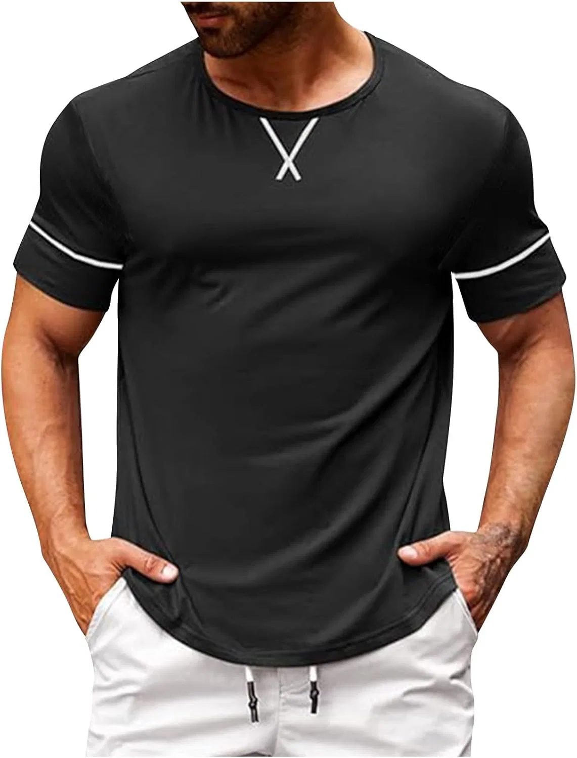 Мужская футболка с коротким рукавом для бега и фитнеса, Black