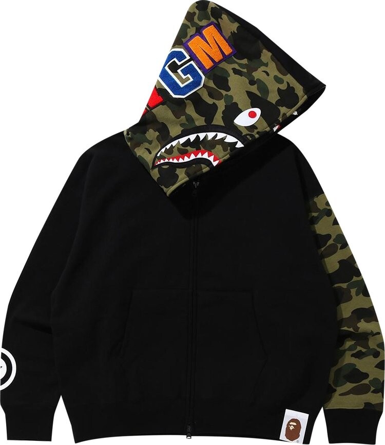 

Худи BAPE Giant Shark Full Zip Hoodie Black, черный