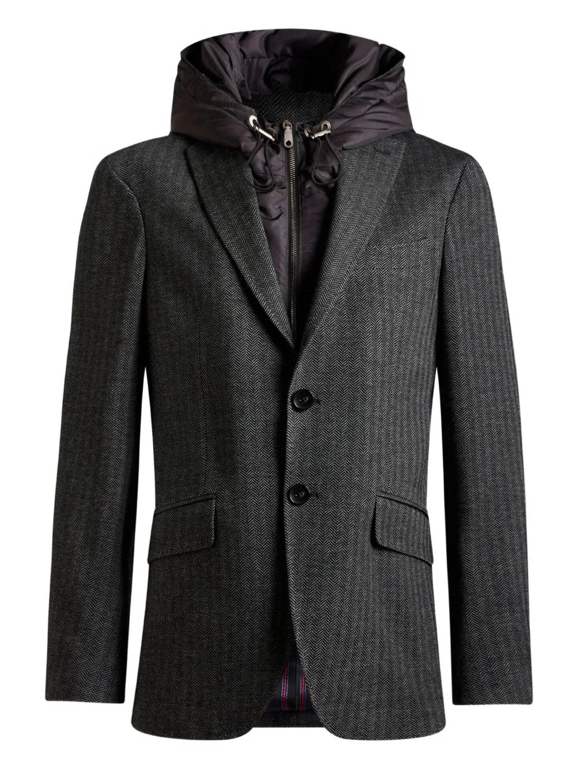 Пиджак с капюшоном из ткани в елочку ETRO, серый