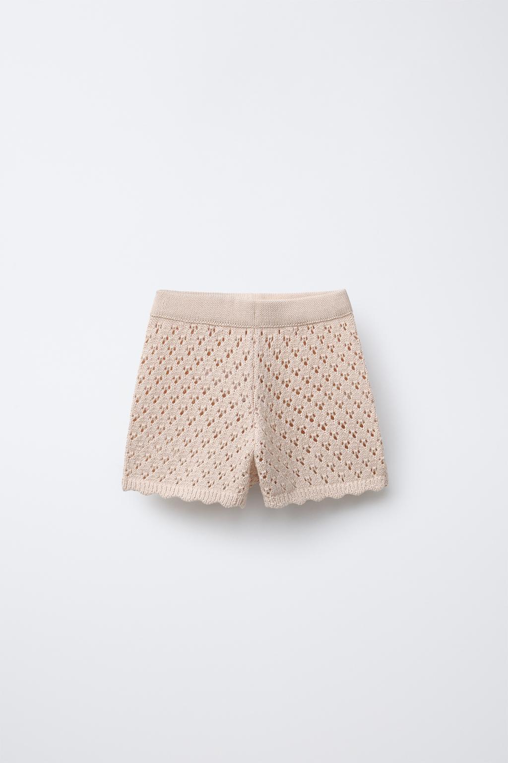 

Вязаные шорты-бермуды ZARA, цвет Beige-pink