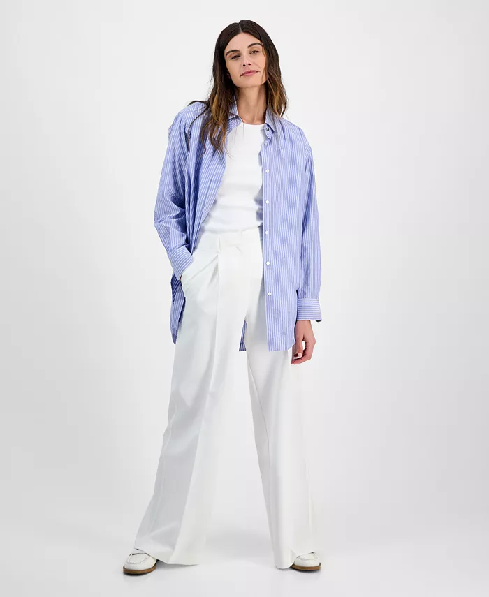 

Женские брюки с высокой талией и широкими штанинами BOSS Orange, белый