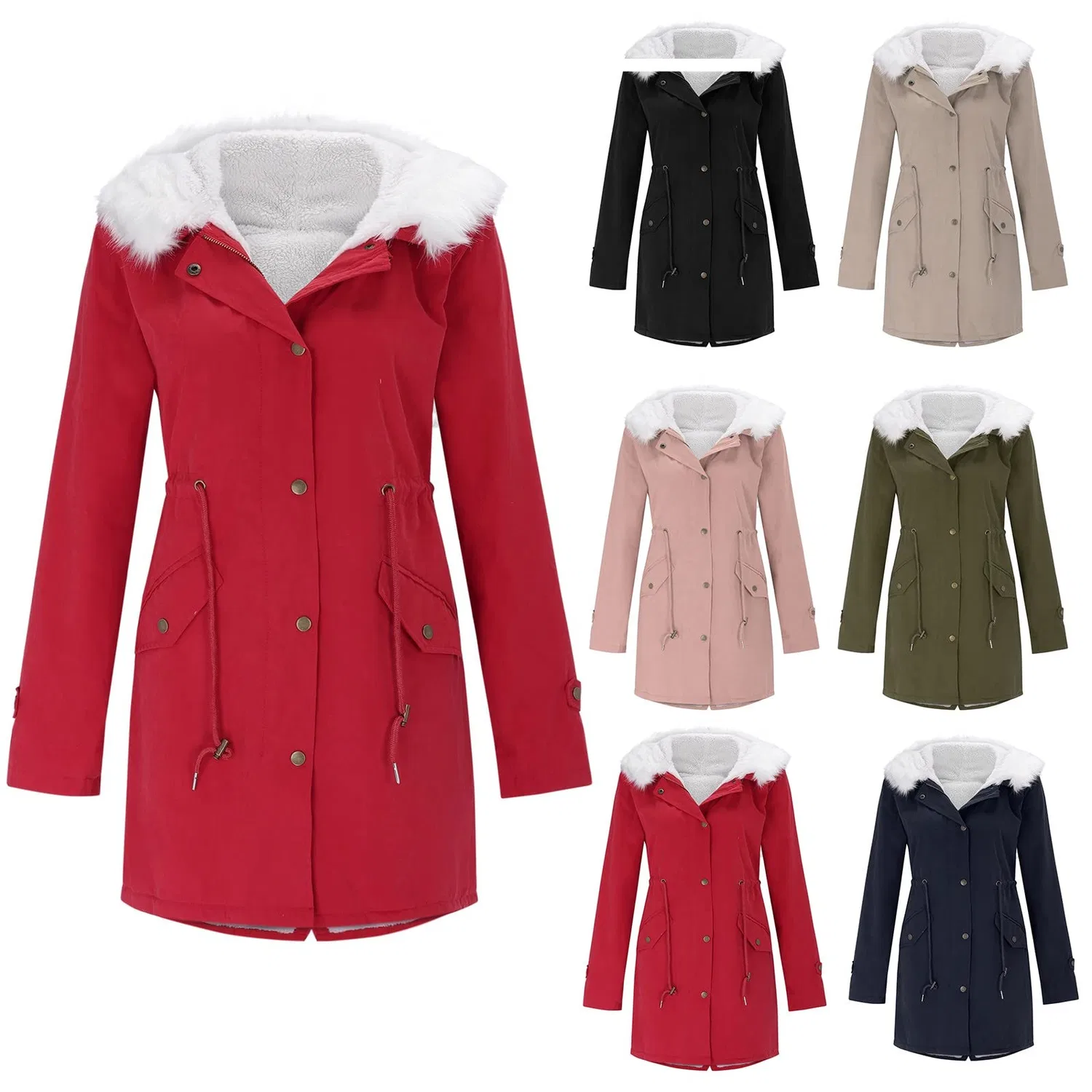 Женское зимнее пальто с флисовым воротником и капюшоном, модель Classic Outdoor Climbing Coat, Marina Militare