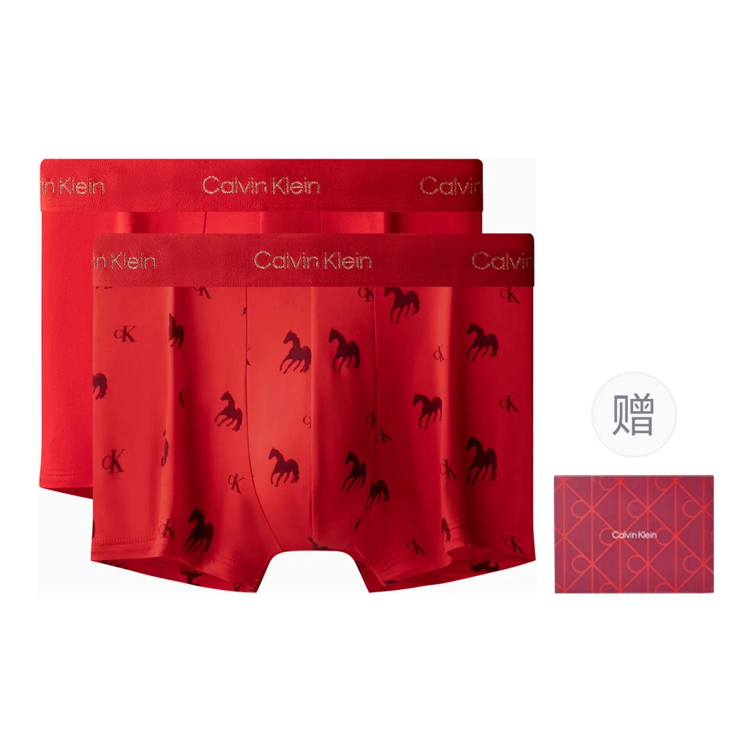 Мужские боксеры с принтом Calvin Klein, Carmine/Li Ji Red-Box