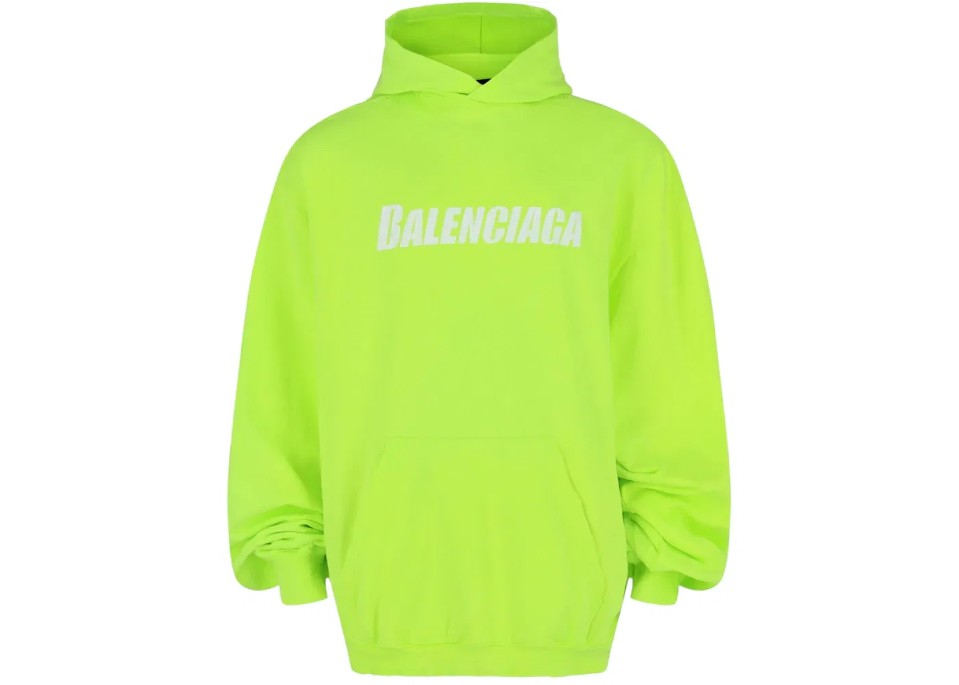 Мужской худи с принтом Caps Destroyed Graphic Print Balenciaga, Yellow Fluorescent/White