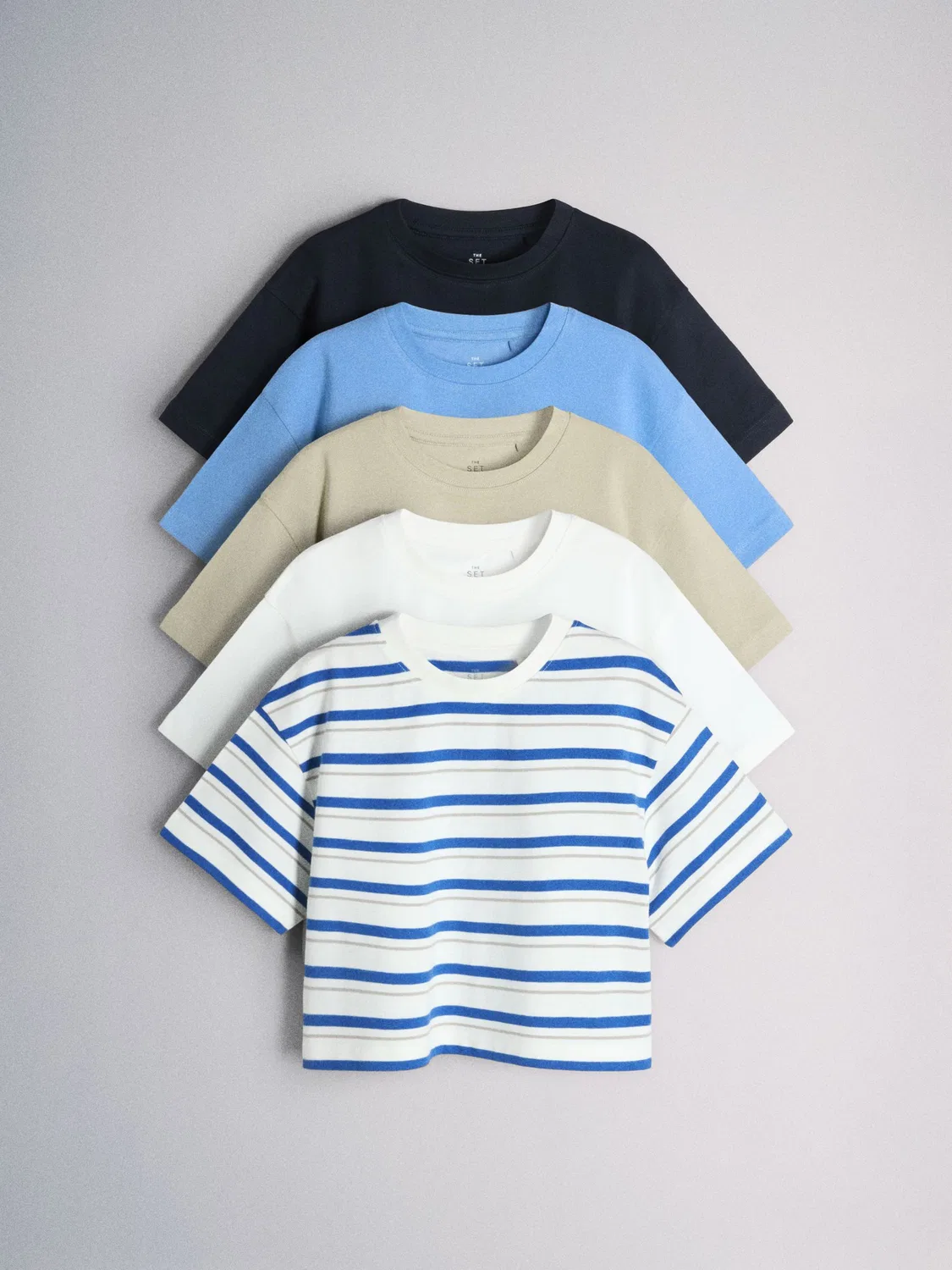 Набор футболок The Set 5 Pack Oversized Jersey, Blue/White/Green/Stripe — фото 2