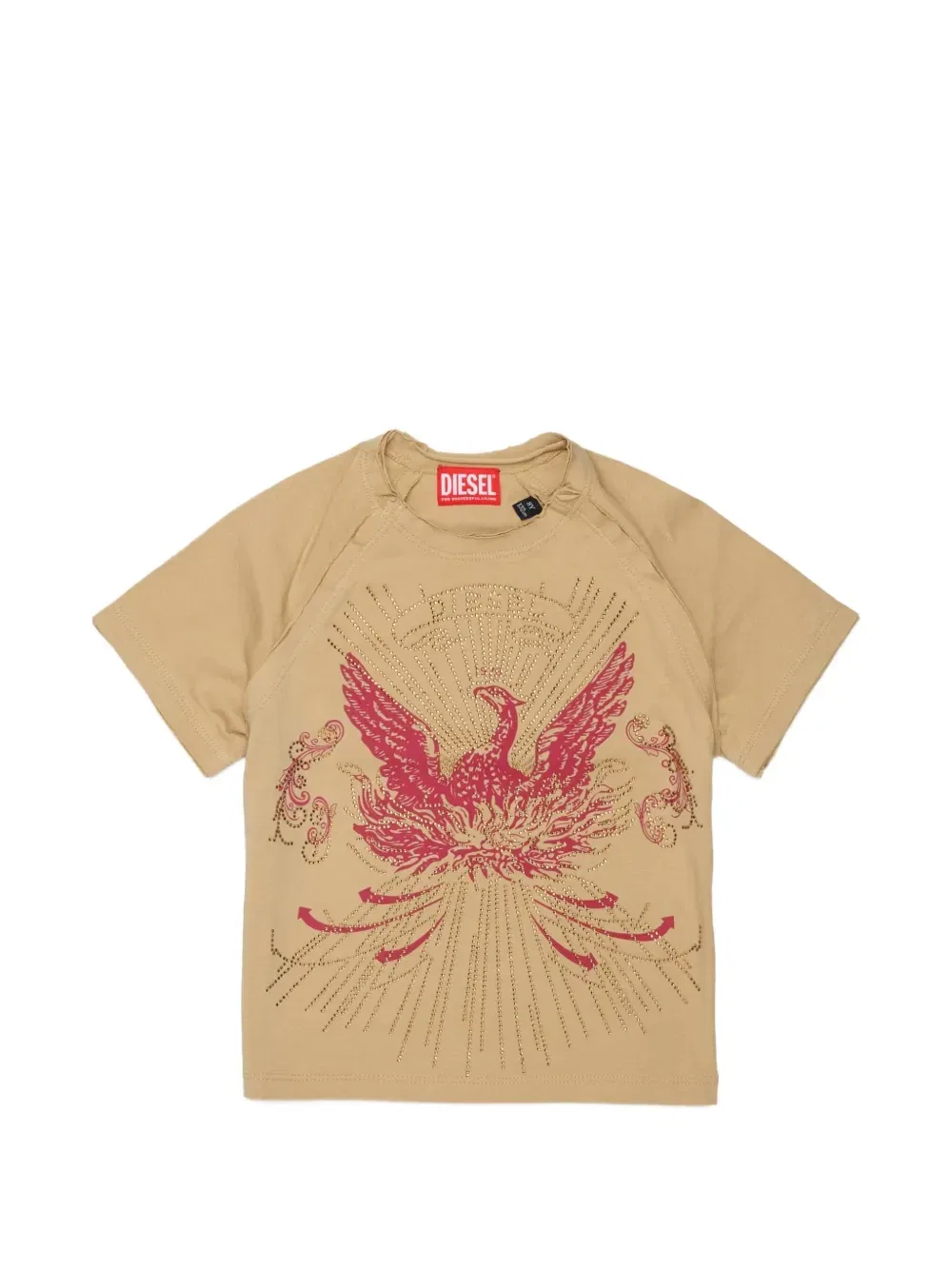 Футболка с графичным принтом Diesel Kids, бежевый