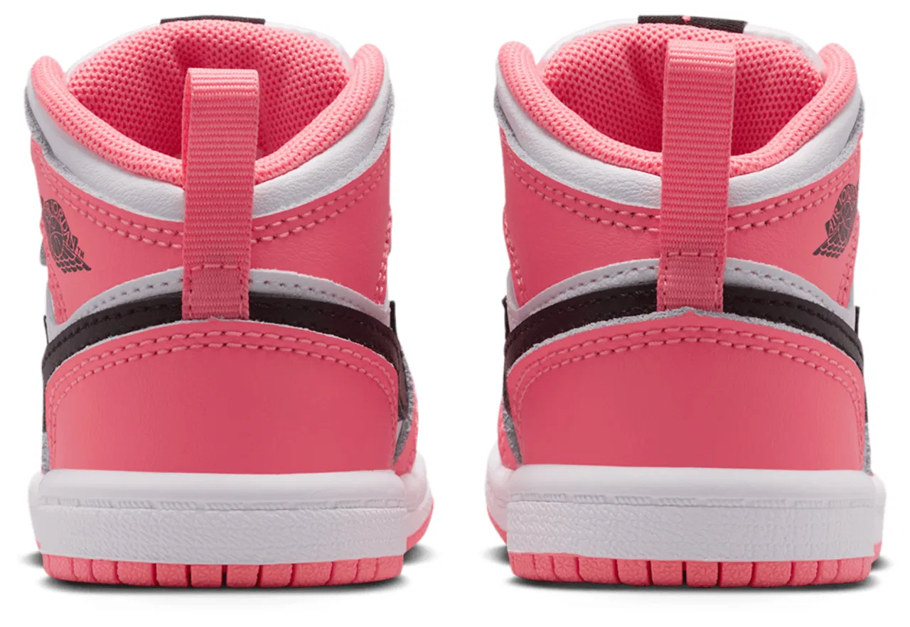 Кроссовки для девочек AJ 1 Mid Jordan, цвет Black/White/Pink Gaze — фото 3