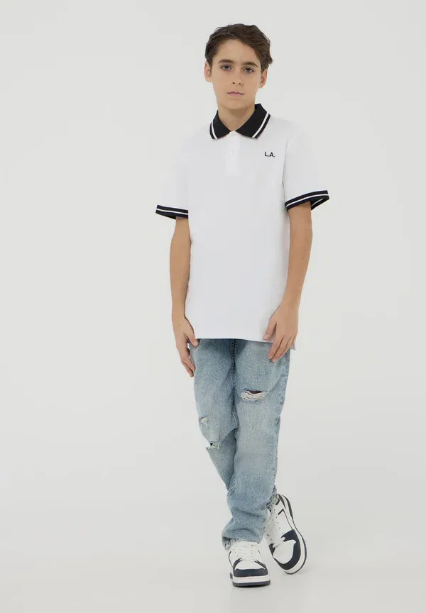 Комплект из 2 поло, хлопок, Polo shirt Terranova, white, белый/синий — фото 4