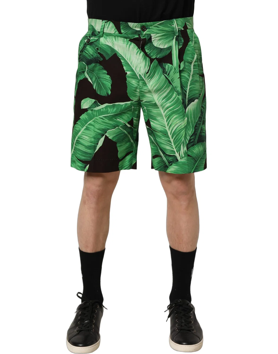 Мужские шорты-бермуды с принтом банановых листьев Banana Leaf Dolce & Gabbana, Green Black