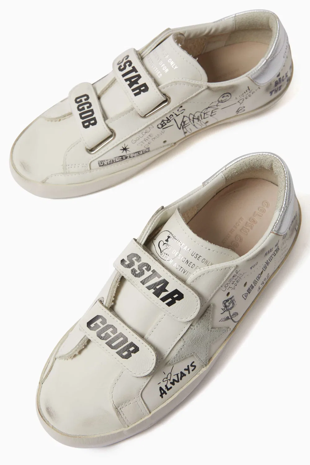 Кеды кожаные с принтом Old School Printed GOLDEN GOOSE — фото 4