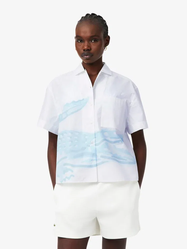 Рубашка LACOSTE с принтом крокодила, White