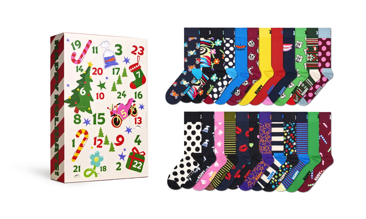 

Адвент-календарь, комплект носков, Happy Socks, 24 предмета
