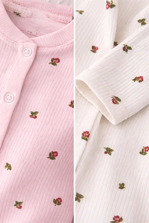 Детский комбинезон для девочек с цветочным принтом 2-Piece baby girl floral patterned jumpsuit My Babies Label, White — фото 3