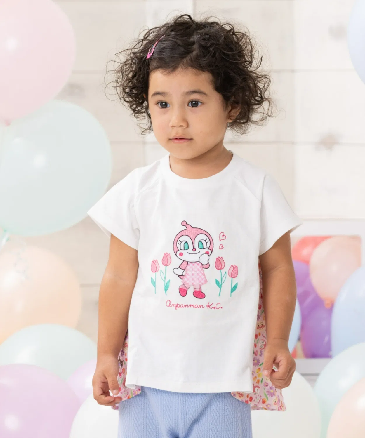 Детская туника для девочек с цветочным принтом, модель Flower Switching ANPANMAN KIDS COLLECTION, Off White