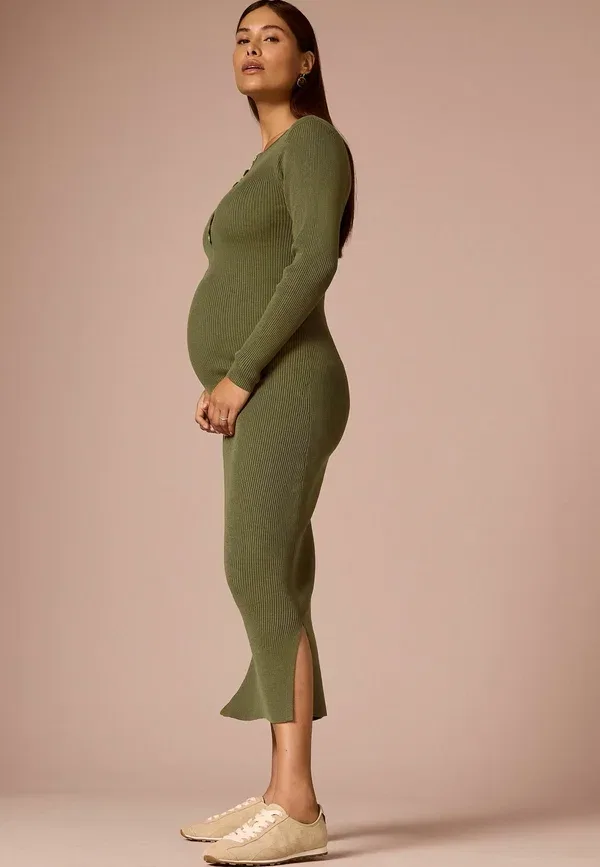 Платье трикотажное Maternity long sleeve knitted dress Next, Khaki Green, зеленый/хаки