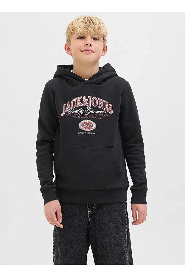 Детское худи для мальчиков с принтом Jack & Jones, Black — фото 3