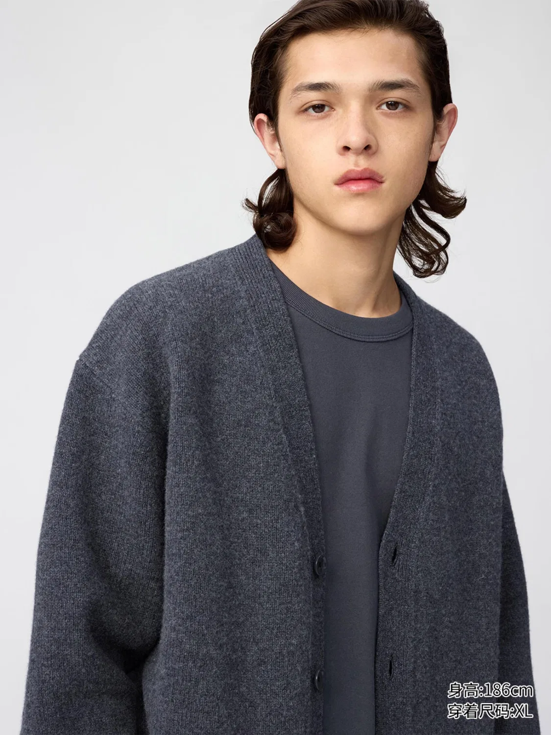 Кардиган V-образный вырез из мягкой шерсти Uniqlo, черный — фото 3