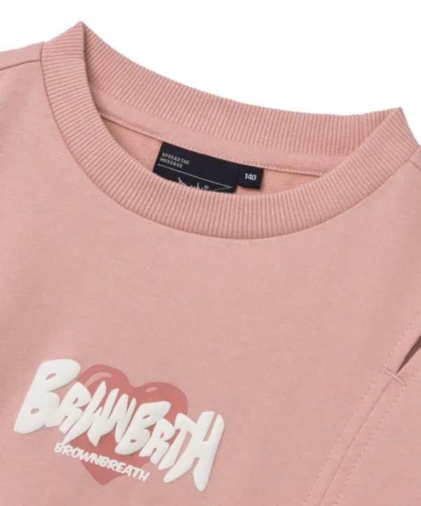 Свитшот детский с вырезом, crewneck Brownbreath Kids, розовый — фото 4