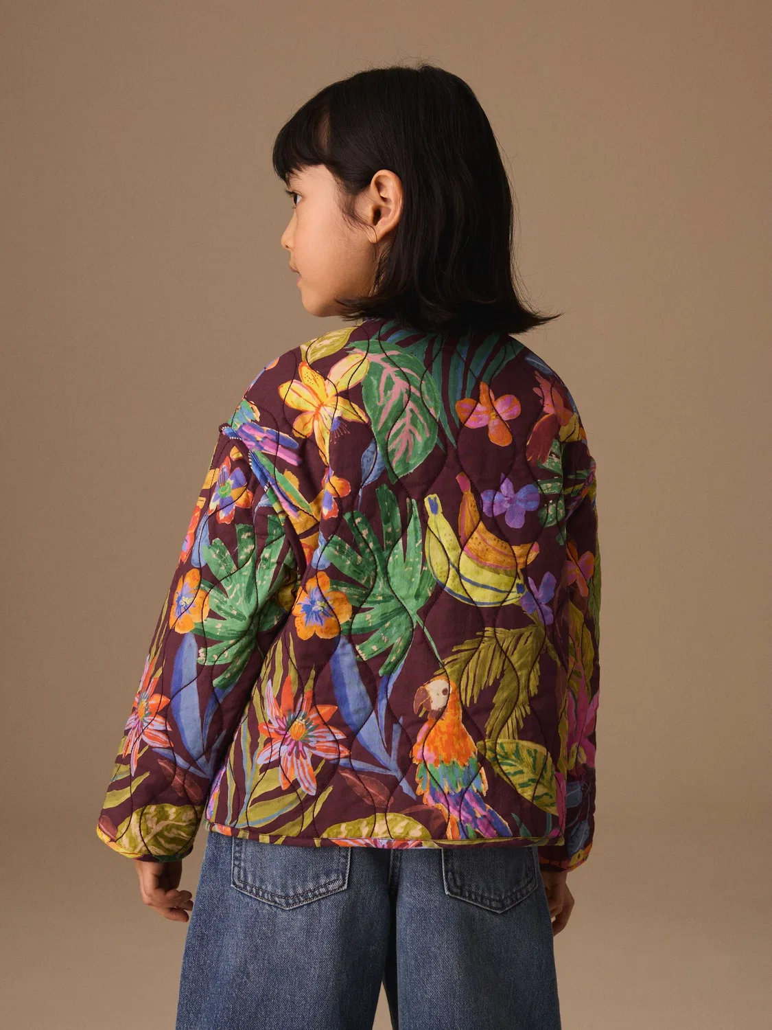 Куртка стеганая Bright Jungle Print Next, яркий джунглевый принт — фото 4