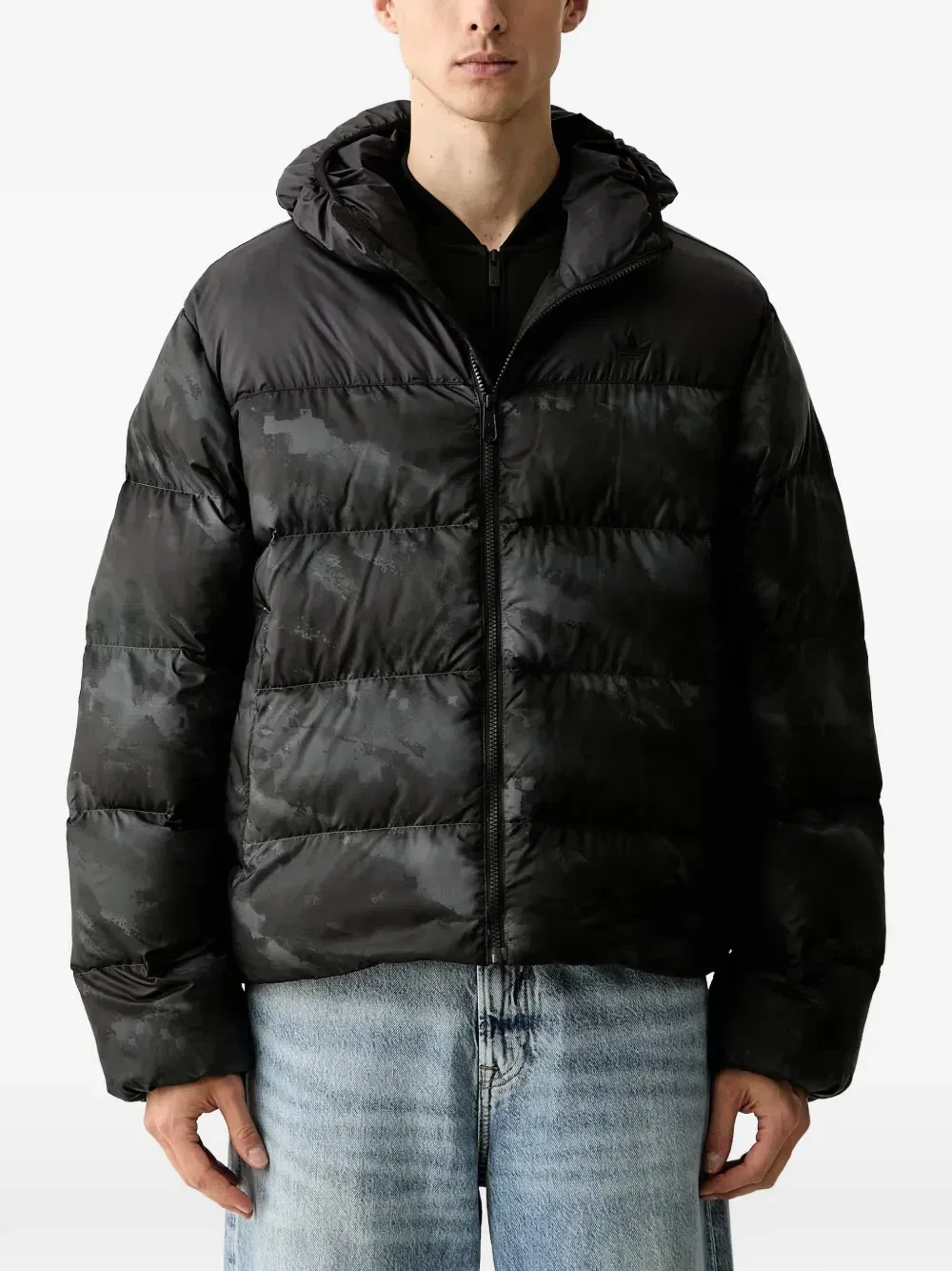 Пуховик с капюшоном Camo Regen Adidas, черный