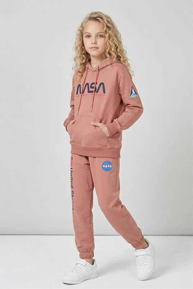 Детский спортивный костюм с принтом для девочек Black One, Rose Dry