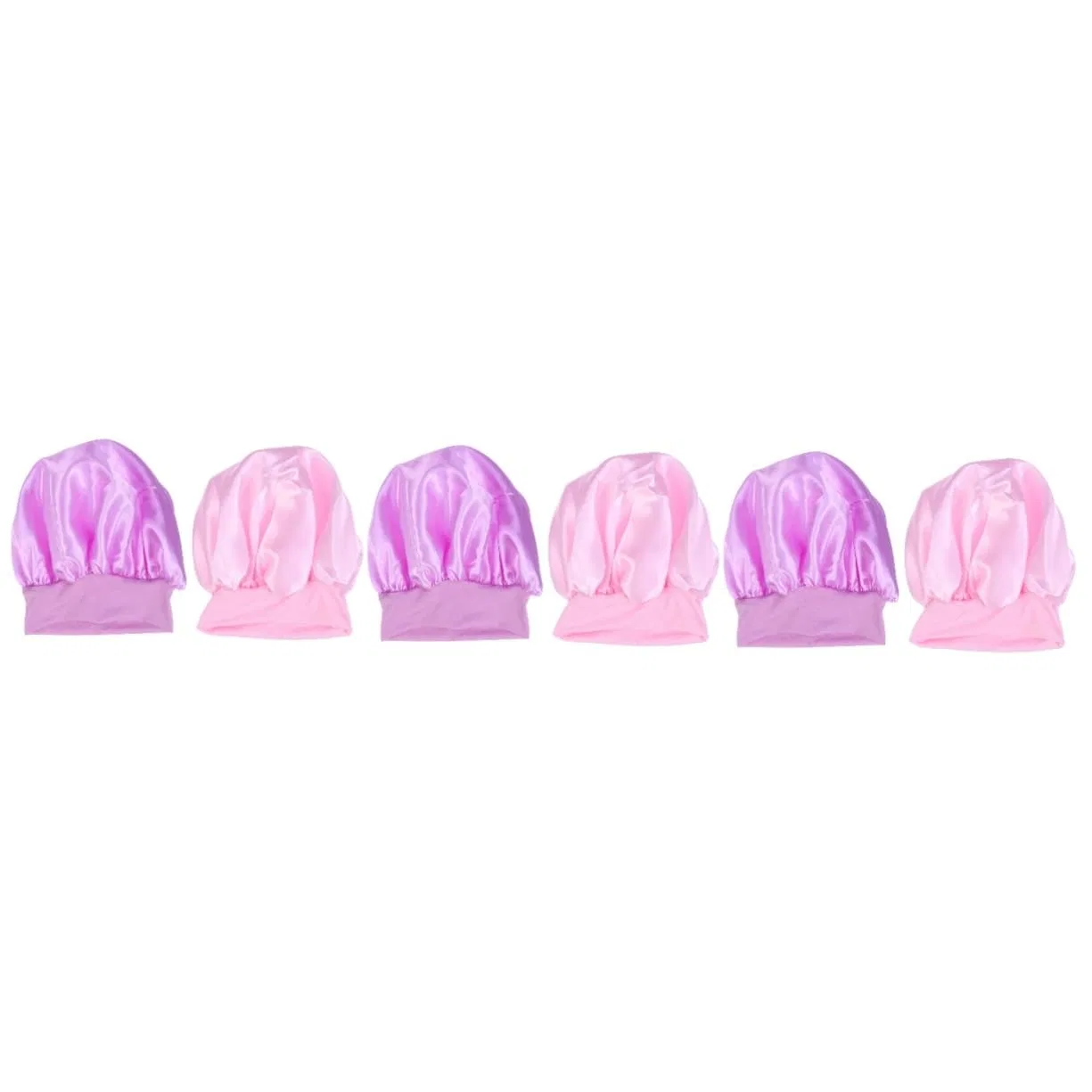 Набор эластичных шапочек для душа, Angoily, 6 шт, 26x26 см, Lila+Rosa