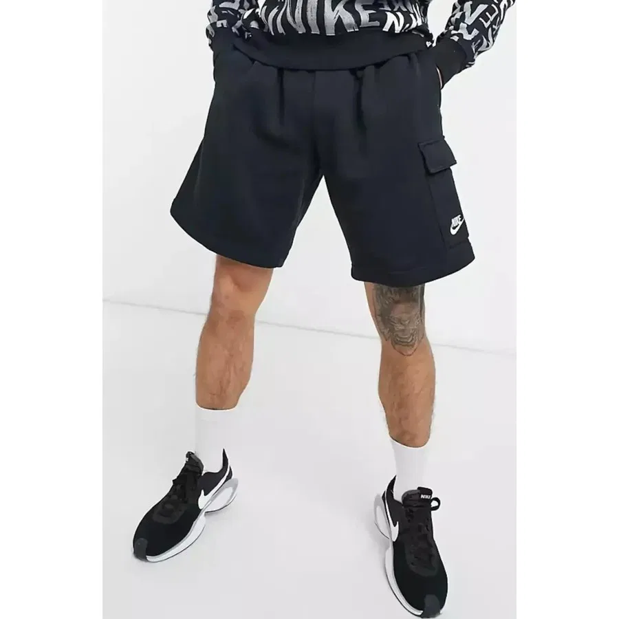 Шорты карго из флиса с утягивающим поясом Nike Sportswear Club Fleece, Черный — фото 2