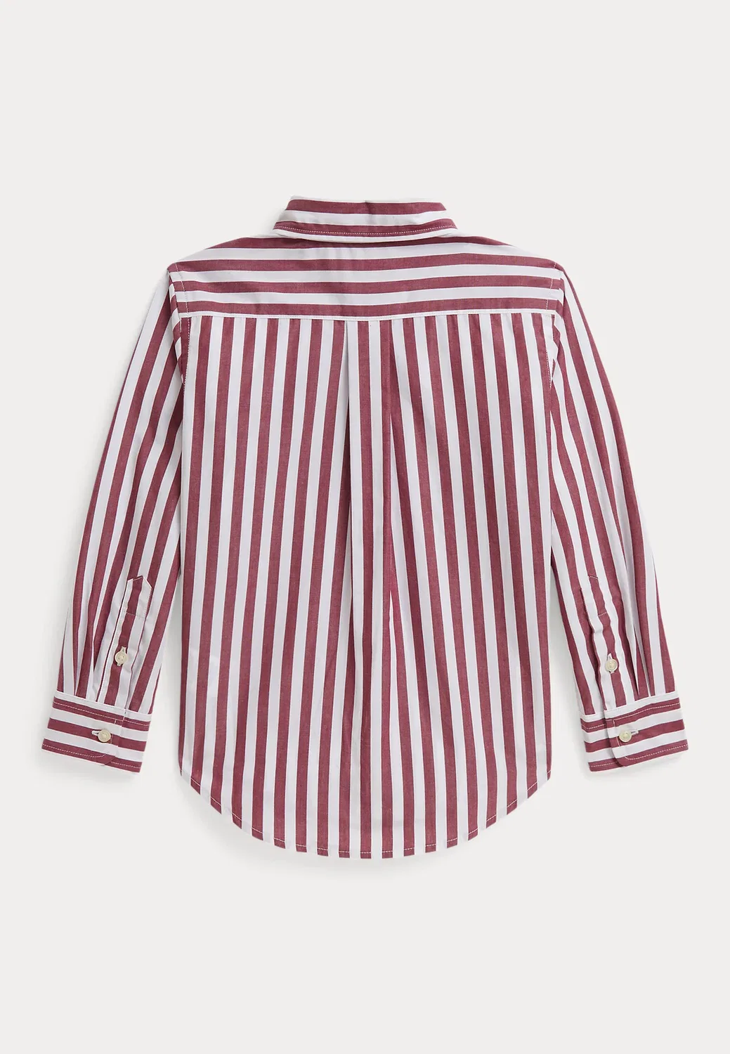 Полосатая хлопковая поплиновая рубашка, размер 2-7 лет Polo Ralph Lauren, Burgandy/White — фото 2