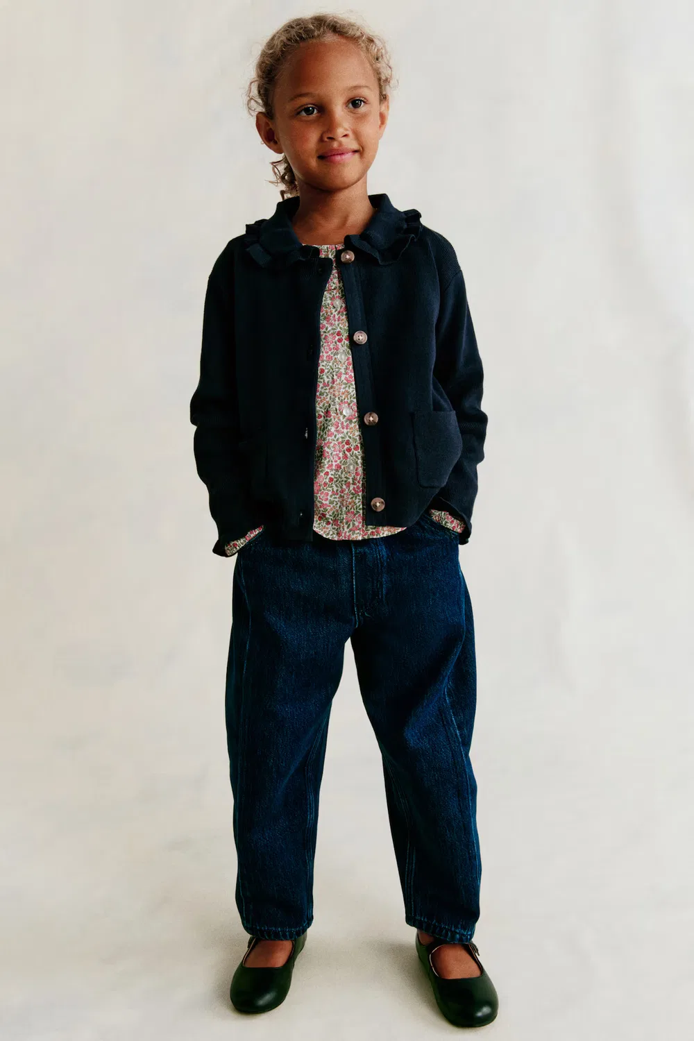 Хлопковый кардиган с воротником H&M, Marineblau